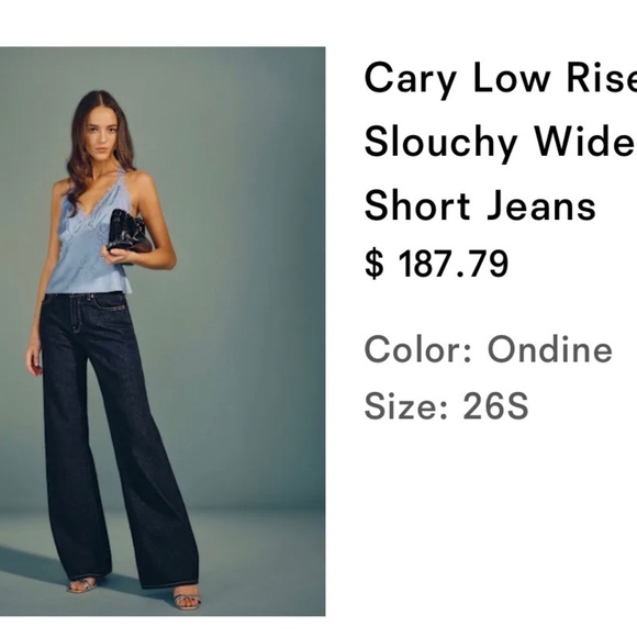 Reformation Cary Low Rise Slouchy Wide Leg Short Jeans Blue - Size 26S - Picture 2 of 2
